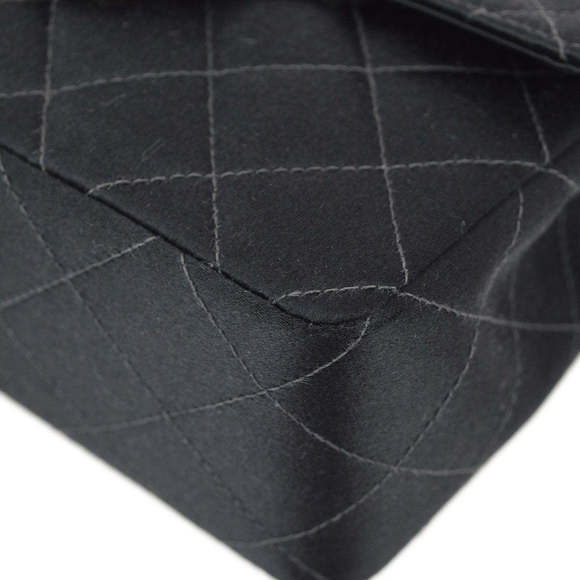 CHANEL Black Satin Mini Classic Square Flap Shoulder Bag 17 KK30069 - Picture 4 of 10